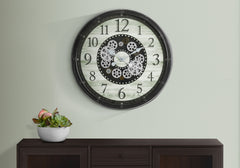 Clocks, 30" Round, Gear Mechanism, Large Oversized, Wall Clock, Brown, Transitional