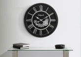 Clocks, 30" Round, Gear Mechanism, Large Oversized, Wall Clock, Black, Transitional