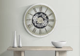 Clocks, 30" Round, Gear Mechanism, Large Oversized, Wall Clock, White, Transitional