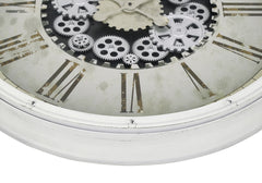 Clocks, 30" Round, Gear Mechanism, Large Oversized, Wall Clock, White, Transitional