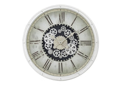 Clocks, 30" Round, Gear Mechanism, Large Oversized, Wall Clock, White, Transitional