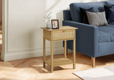 Accent Table, 2 Tier, End, Nightstand, Side Table, Storage Drawer, Bedroom, Living Room, Natural Laminate, Transitional