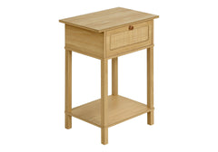 Accent Table, 2 Tier, End, Nightstand, Side Table, Storage Drawer, Bedroom, Living Room, Natural Laminate, Transitional