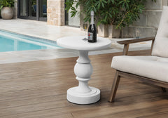 Accent Table, 25"h, Indoor Or Outdoor, Bedroom, End, Living Room, Nightstand, Round, Side Table, White, Transitional