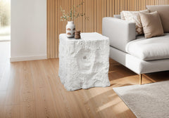 Accent Table, 25"h, Indoor Or Outdoor, End, Nightstand, Side Table, Square, Living Room, Bedroom, White, Contemporary, Modern