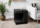 Accent Table, 25"h, Indoor Or Outdoor, Side Table, Nightstand, End, Square, Bedroom, Living Room, Black, Contemporary, Modern
