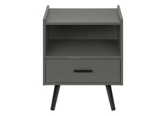 Accent Table, Side Table, End, Storage Drawer, Nightstand, Bedroom, Living Room, Grey Laminate, Contemporary, Modern