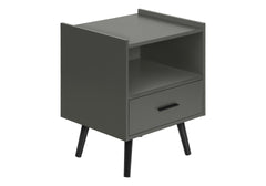 Accent Table, Side Table, End, Storage Drawer, Nightstand, Bedroom, Living Room, Grey Laminate, Contemporary, Modern