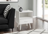 Accent Table, Side Table, End, Storage Drawer, Nightstand, Bedroom, Living Room, White Laminate, Contemporary, Modern