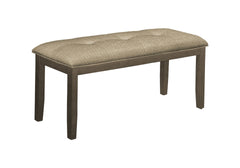 Bench, 44" Rectangular, Dining Room, Entryway, Kitchen, Hallway, Upholstered, Wood, Brown Fabric, Grey Solid Wood, Transitional
