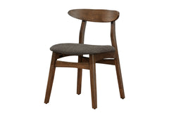 Dining Chair, 32" Height, Set Of 2, Side, Upholstered, Kitchen, Dining Room, Dark Walnut, Brown Fabric, Modern, Mid Century