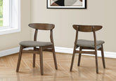 Dining Chair, 32" Height, Set Of 2, Side, Upholstered, Kitchen, Dining Room, Dark Walnut, Brown Fabric, Modern, Mid Century