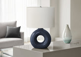 Lighting, 24"h, Table Lamp, Blue Ceramic, Ivory / Cream Shade, Contemporary, Modern