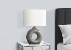 Lighting, 24"h, Table Lamp, Dark Grey Ceramic, Ivory / Cream Shade, Contemporary