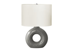 Lighting, 24"h, Table Lamp, Dark Grey Ceramic, Ivory / Cream Shade, Contemporary