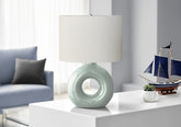 Lighting, 24"h, Table Lamp, Green Ceramic, Ivory / Cream Shade, Contemporary, Modern