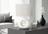 Lighting, 24"h, Table Lamp, White Ceramic, Ivory / Cream Shade, Contemporary, Modern