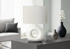 Lighting, 24"h, Table Lamp, White Ceramic, Ivory / Cream Shade, Contemporary, Modern