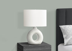 Lighting, 24"h, Table Lamp, White Ceramic, Ivory / Cream Shade, Contemporary, Modern