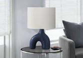 Lighting, 25"h, Table Lamp, Blue Ceramic, Ivory / Cream Shade, Contemporary, Modern