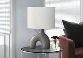 Lighting, 25"h, Table Lamp, Dark Grey Ceramic, Ivory / Cream Shade, Contemporary, Modern