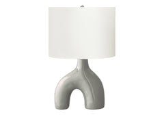 Lighting, 25"h, Table Lamp, Grey Ceramic, Ivory / Cream Shade, Contemporary, Modern