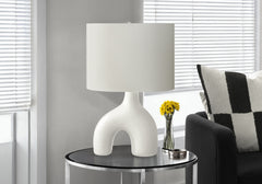Lighting, 25"h, Table Lamp, White Ceramic, Ivory / Cream Shade, Contemporary, Modern