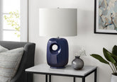Lighting, 26"h, Table Lamp, Blue Ceramic, Ivory / Cream Shade, Contemporary, Modern