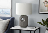 Lighting, 26"h, Table Lamp, Dark Grey Ceramic, Ivory / Cream Shade, Contemporary