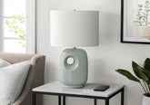 Lighting, 26"h, Table Lamp, Green Ceramic, Ivory / Cream Shade, Contemporary, Modern