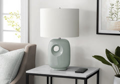 Lighting, 26"h, Table Lamp, Green Ceramic, Ivory / Cream Shade, Contemporary, Modern