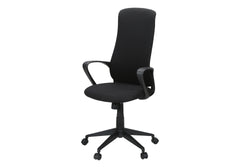 Office Chair, Adjustable Height, Armrests, Swivel, Ergonomic, Work, Black Fabric, Black Metal, Contemporary, Modern