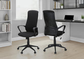 Office Chair, Adjustable Height, Armrests, Swivel, Ergonomic, Work, Black Fabric, Black Metal, Contemporary, Modern