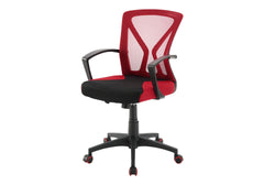Office Chair, Adjustable Height, Swivel, Ergonomic, Armrests, Computer Desk, Work, Red Mesh, Black Metal, Contemporary, Modern