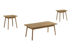 Table Set, 3pcs Set, Coffee, End, Side, Accent, Living Room, Light Walnut, Mid Century, Modern