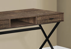 Computer Desk, Home Office, Laptop, Storage Drawers, 48"l, Work, Brown Laminate, Black Metal, Contemporary, Modern