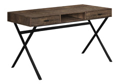 Computer Desk, Home Office, Laptop, Storage Drawers, 48"l, Work, Brown Laminate, Black Metal, Contemporary, Modern