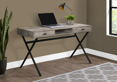 Computer Desk, Home Office, Laptop, Storage Drawers, 48"l, Work, Beige Laminate, Black Metal, Contemporary, Modern