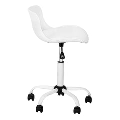 Office Chair, Adjustable Height, Swivel, Ergonomic, Computer Desk, Work, Juvenile, White Leather Look, White Metal, Contemporary, Modern