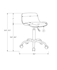 Office Chair, Adjustable Height, Swivel, Ergonomic, Computer Desk, Work, Juvenile, Grey Leather Look, Grey Metal, Contemporary, Modern