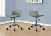Office Chair, Adjustable Height, Swivel, Ergonomic, Computer Desk, Work, Juvenile, Grey Leather Look, Grey Metal, Contemporary, Modern