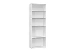 Bookshelf, Bookcase, 6 Tier, 72"h, Office, Bedroom, White Laminate, Transitional