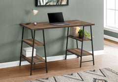 Computer Desk, Home Office, Laptop, Storage Shelves, 48"l, Work, Brown Laminate, Black Metal, Contemporary, Modern
