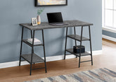 Computer Desk, Home Office, Laptop, Storage Shelves, 48"l, Work, Grey Laminate, Black Metal, Contemporary, Modern