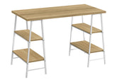 Computer Desk, Home Office, Laptop, Storage Shelves, 48"l, Work, Natural Laminate, White Metal, Contemporary, Modern