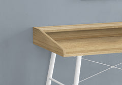 Computer Desk, Home Office, Laptop, Storage Shelves, 48"l, Work, Natural Laminate, White Metal, Contemporary, Modern