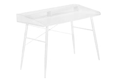 Computer Desk, Home Office, Laptop, Storage Shelves, 48"l, Work, White Laminate, White Metal, Contemporary, Modern