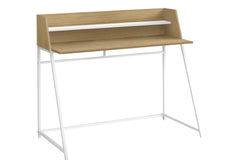 Computer Desk, Home Office, Laptop, Storage Shelves, 48"l, Work, Natural Laminate, White Metal, Contemporary, Modern