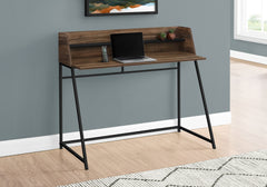 Computer Desk, Home Office, Laptop, Storage Shelves, 48"l, Work, Brown Laminate, Black Metal, Contemporary, Modern