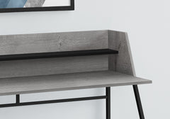 Computer Desk, Home Office, Laptop, Storage Shelves, 48"l, Work, Grey Laminate, Black Metal, Contemporary, Modern
